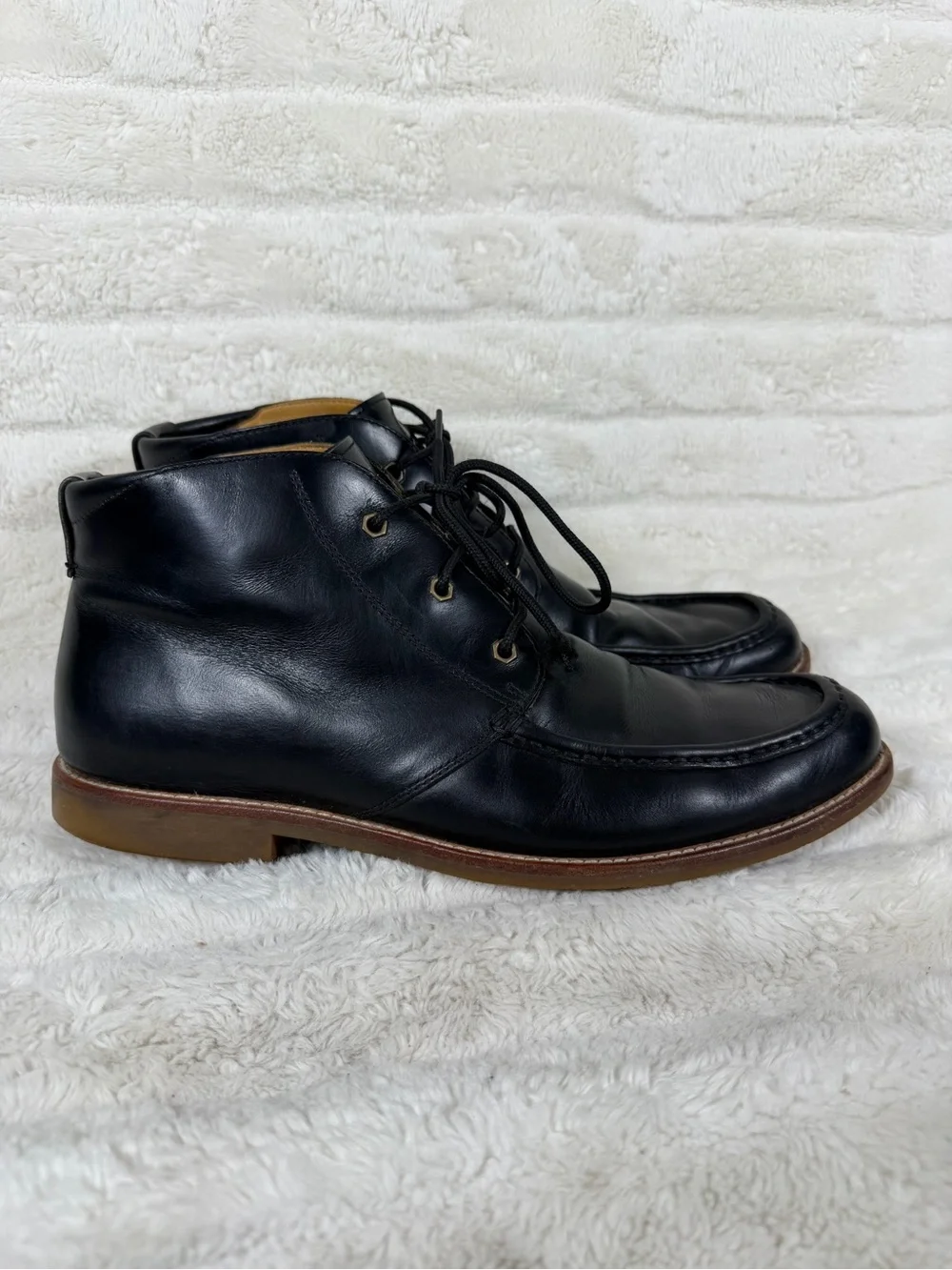 Mens Uggs Leighton Black Leather Chukka Boots Size 12 1001901
